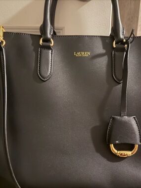 Lauren Ralph Lauren Black Tote with Gold Accents